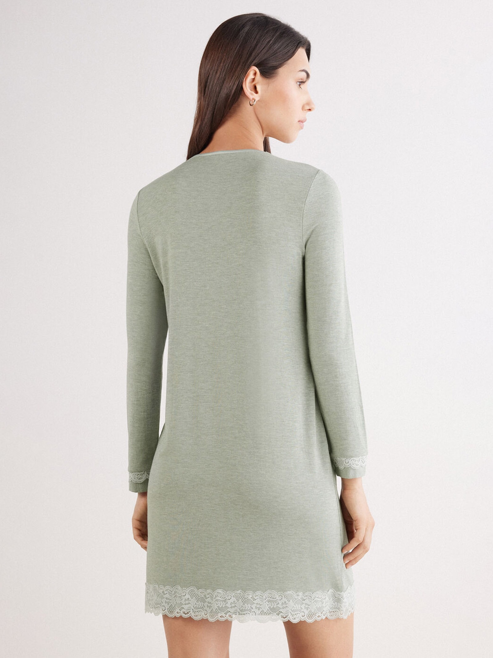 Camisola Aberta Com Detalhes Em Renda Verde Intimissimi