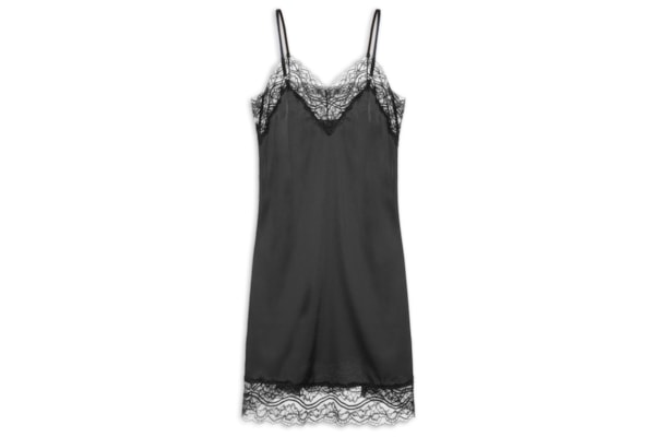 Camisola Alças Finas Em Cetim E Renda Love Stories Flow - Preto
