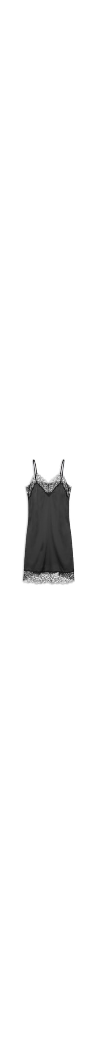 Camisola Alças Finas Em Cetim E Renda Love Stories Flow - Preto