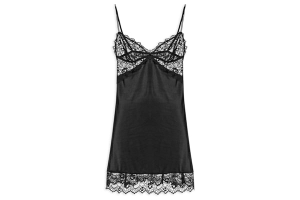 Camisola Alças Finas Em Microfibra E Renda Carmen - Preto