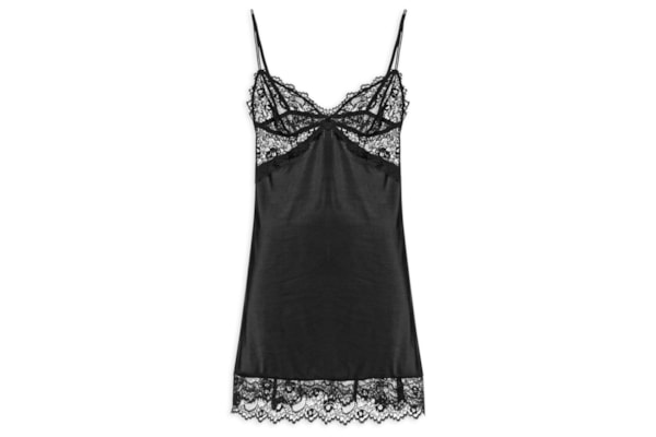 Camisola Alças Finas Em Microfibra E Renda Carmen - Preto