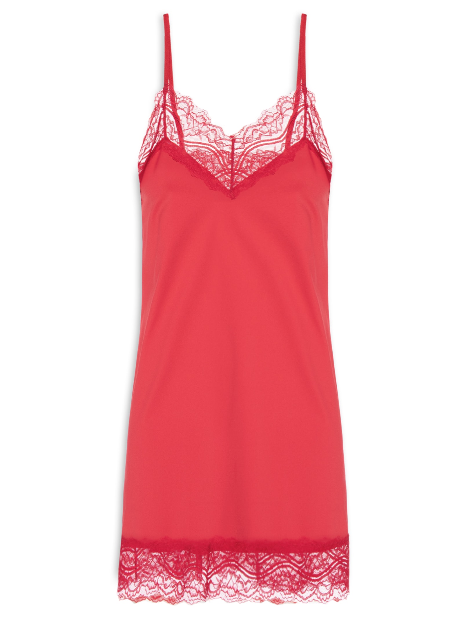 Camisola Alças Finas Em Microfibra E Renda Love Stories Vermelho Hope