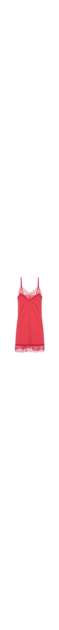 Camisola Alças Finas Em Microfibra E Renda Love Stories - Vermelho