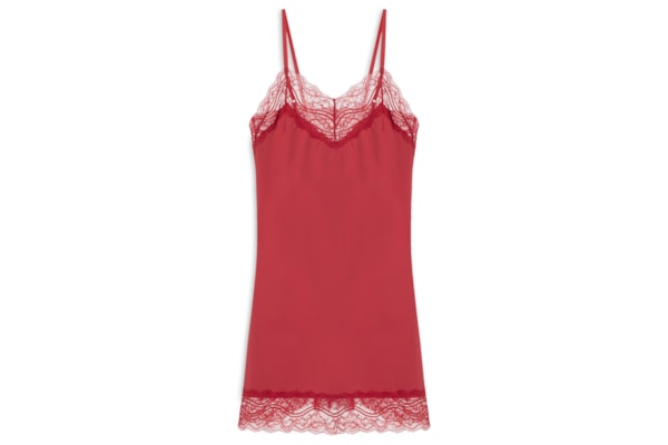 Camisola Alças Finas Em Renda E Microfibra - Vermelho