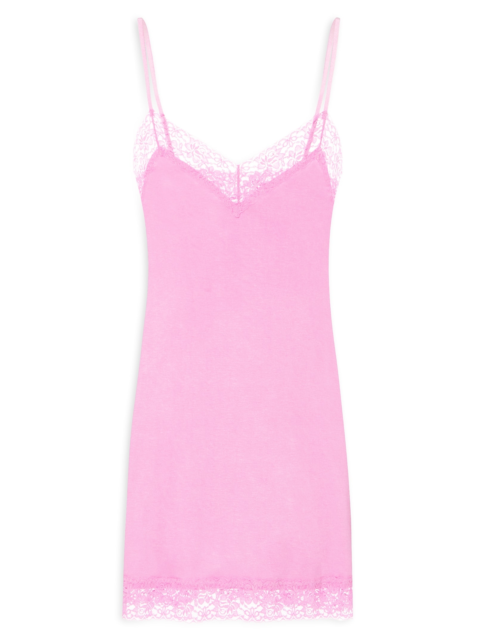 Camisola Alças Finas em Viscose e Renda Happy  Rosa Hope