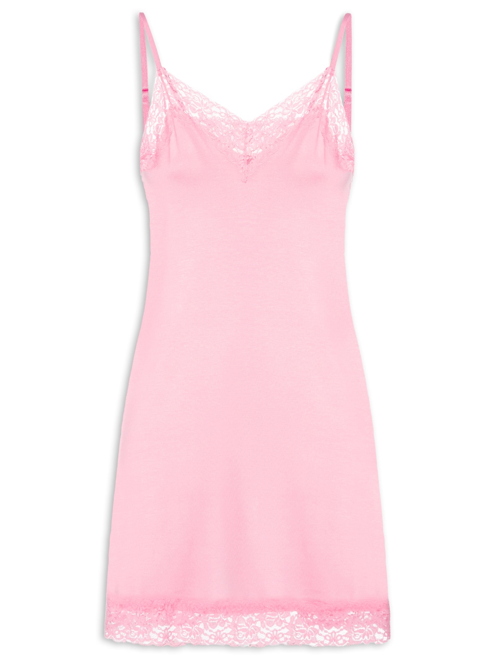 Camisola Alças Finas em Viscose e Renda Happy Rosa Hope