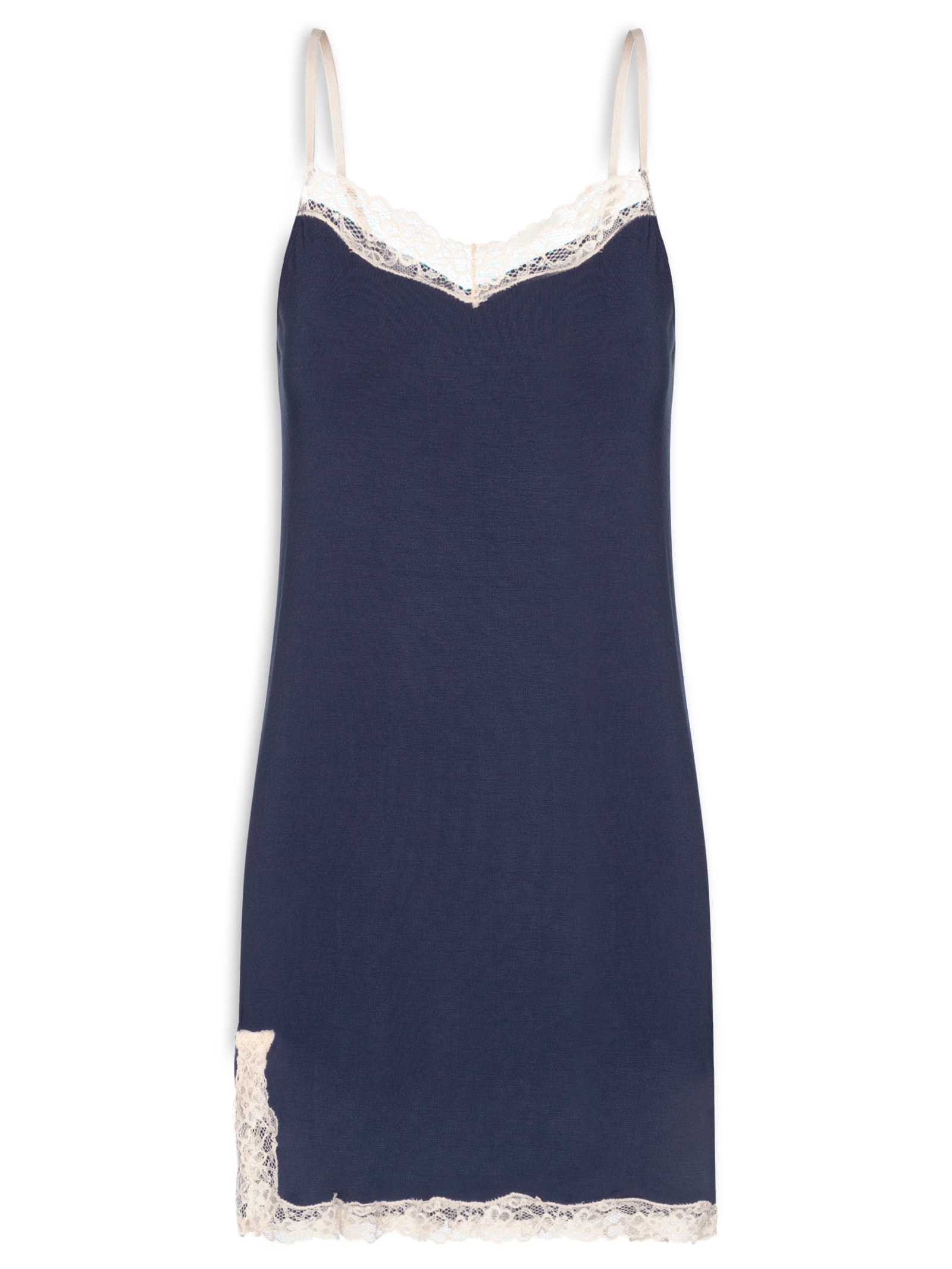 Camisola Alças Finas Em Viscose e Renda Moon Azul Hope