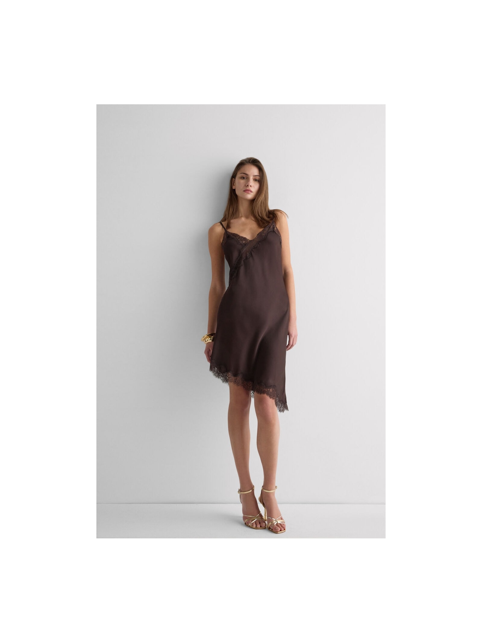 Camisola Assimétrica Em Viscose e Renda Moka Intimissimi