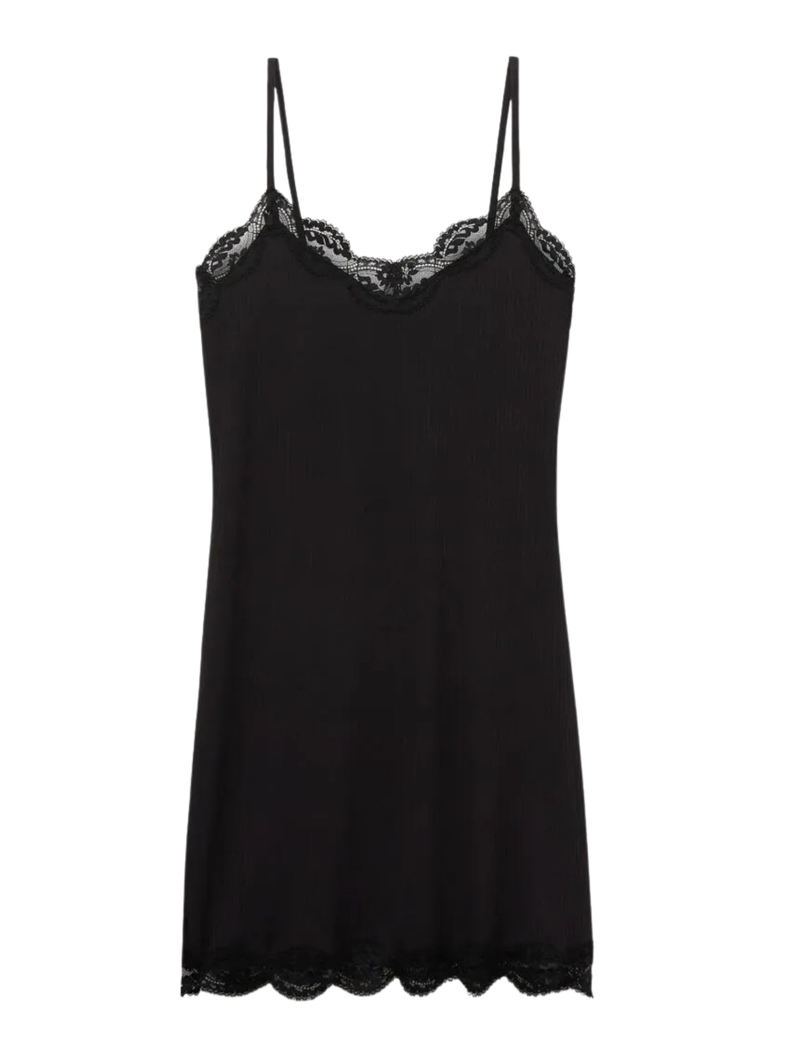 Camisola Canelada Em Viscose e Rendayour Everyday Wear Preto Intimissimi