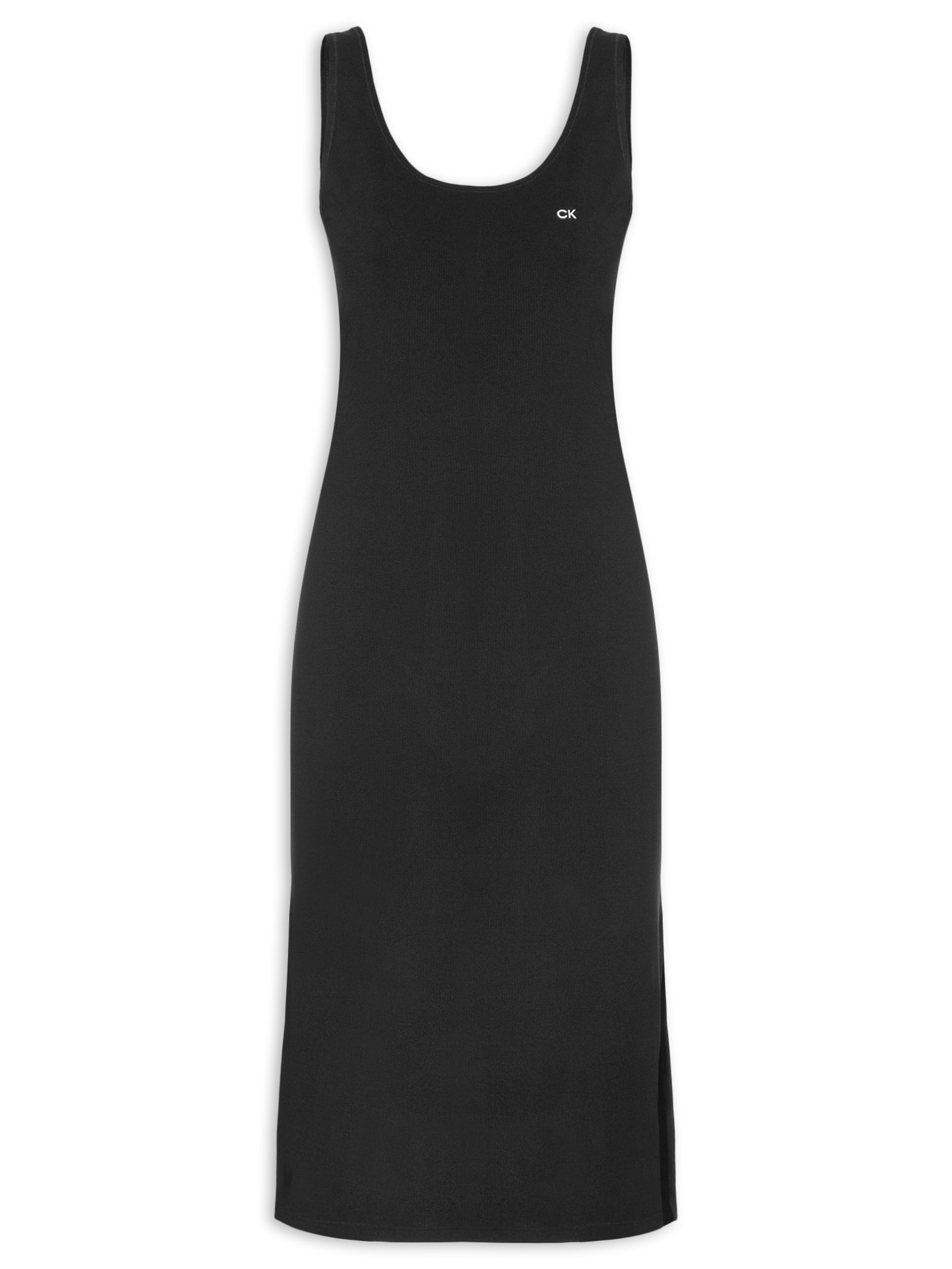 Camisola Cavada Fendas Viscolight Preto Calvin Klein Underwear