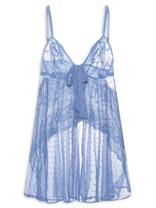 Camisola Curta Renda Mayla – Azul