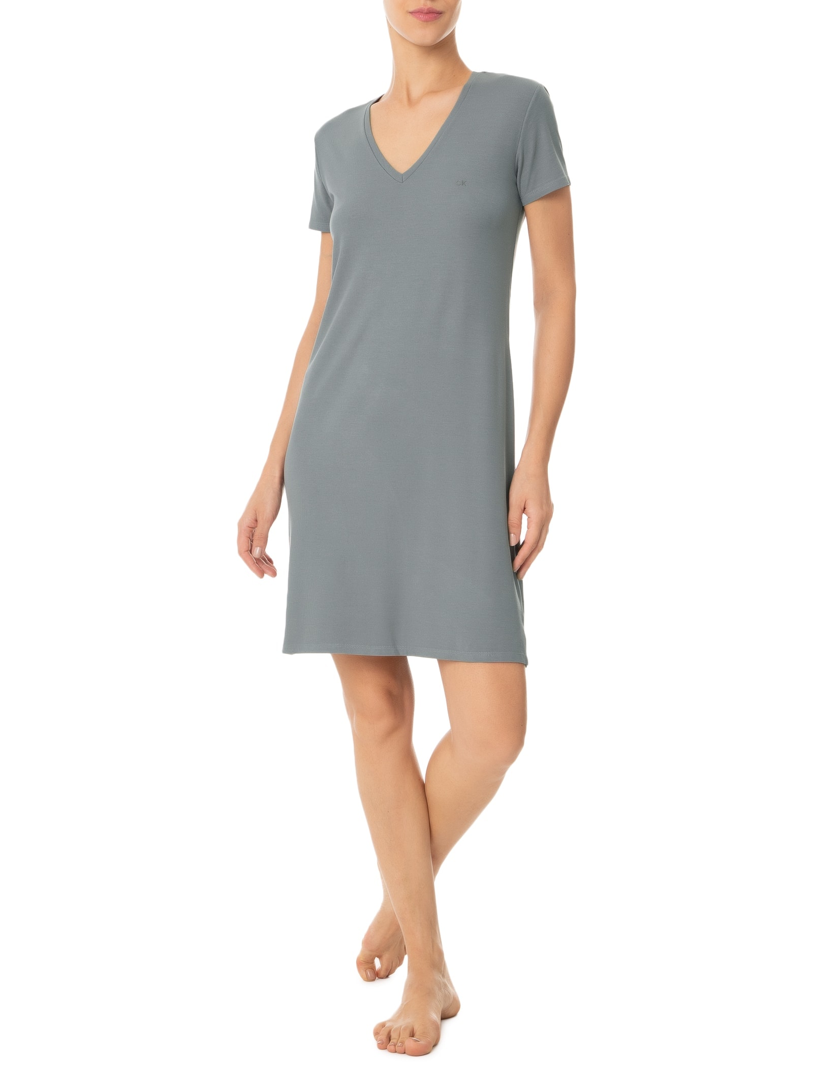 Camisola Curta Visco Canelado Cinza Calvin Klein Underwear