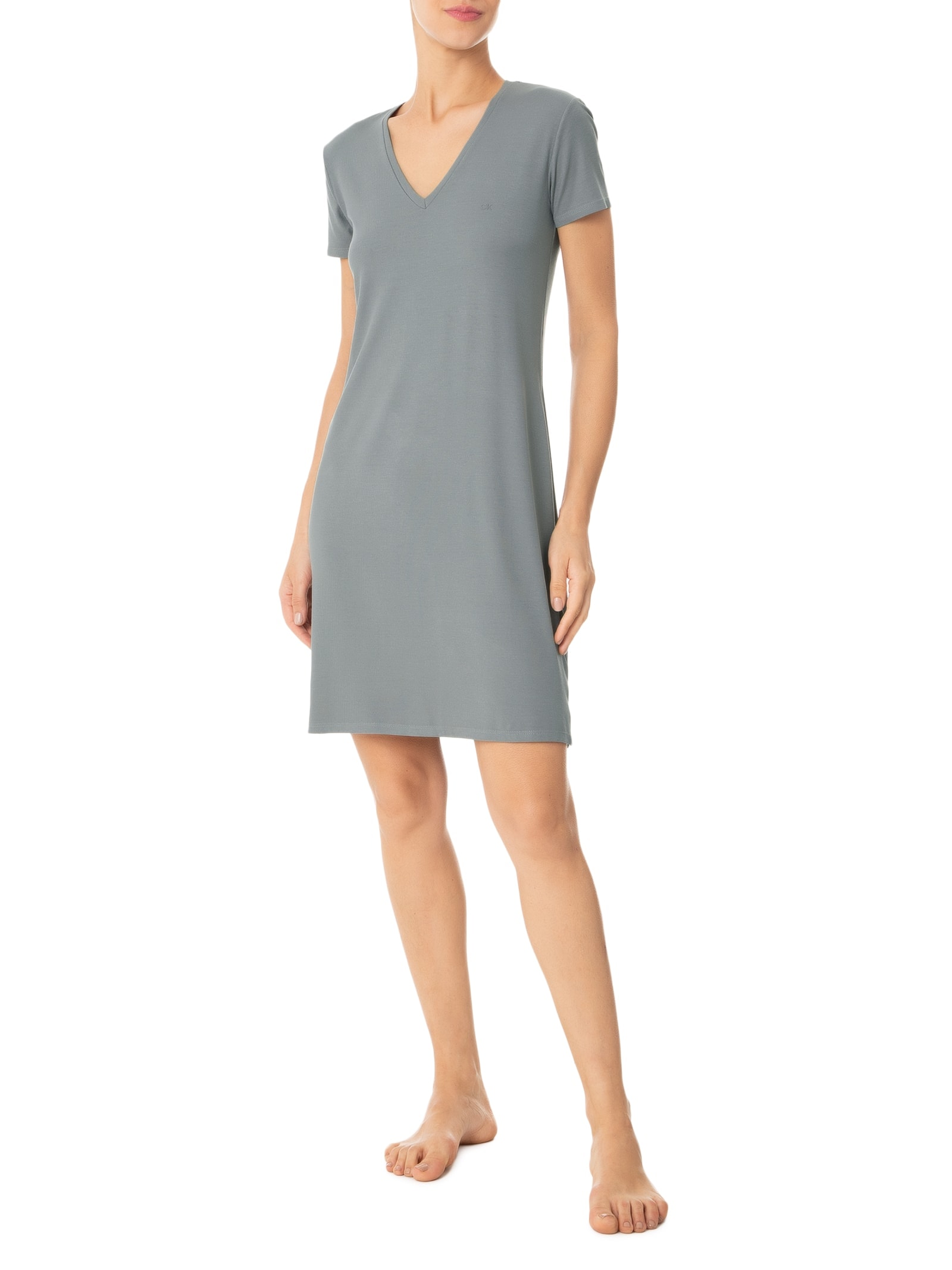 Camisola Curta Visco Canelado Cinza Calvin Klein Underwear