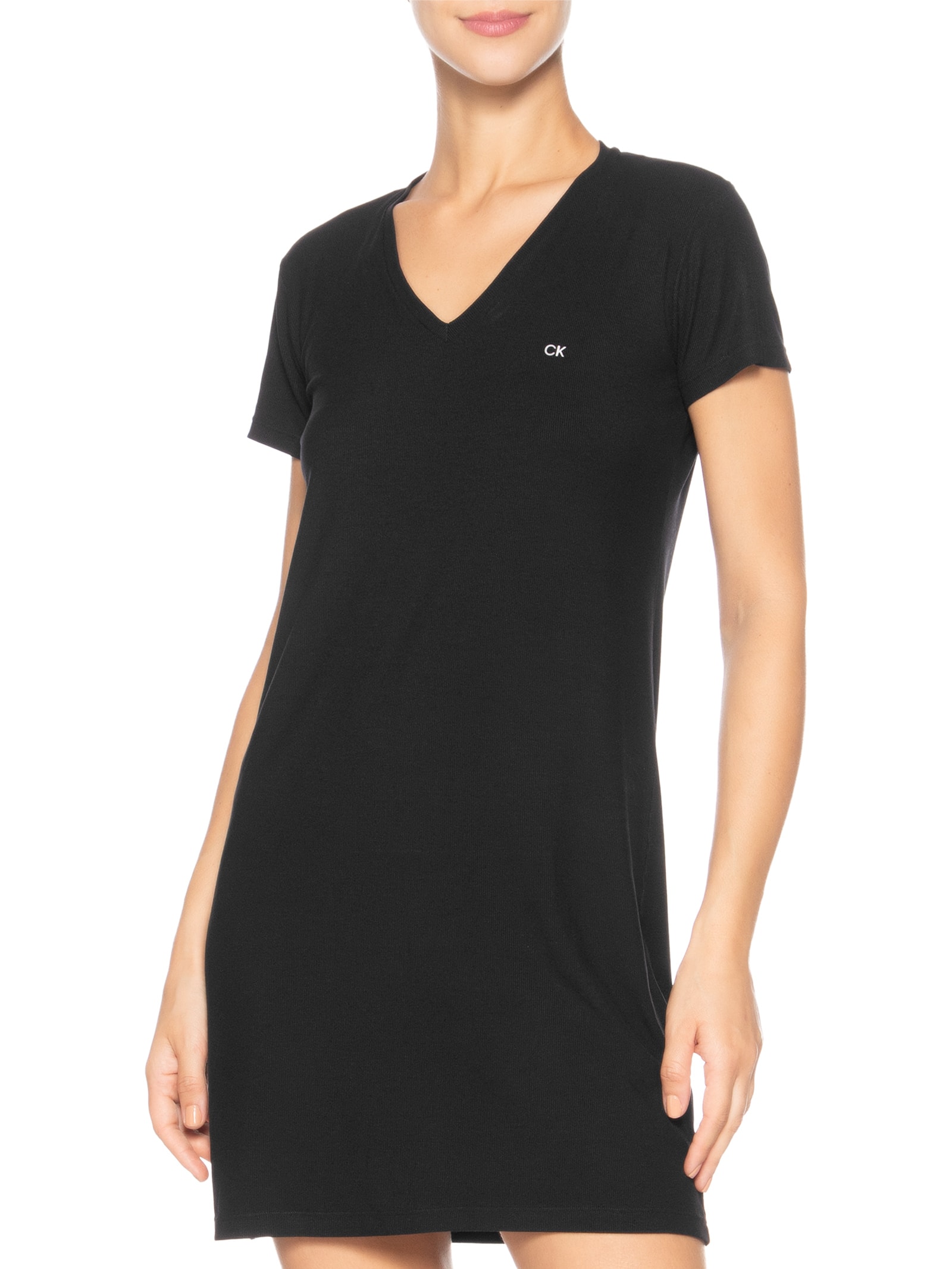 Camisola Curta Viscose Canelada Preto Calvin Klein Underwear