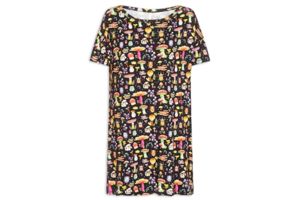 Camisola Curta Viscose Floresta - Preto