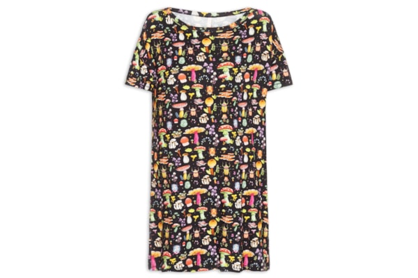 Camisola Curta Viscose Floresta - Preto