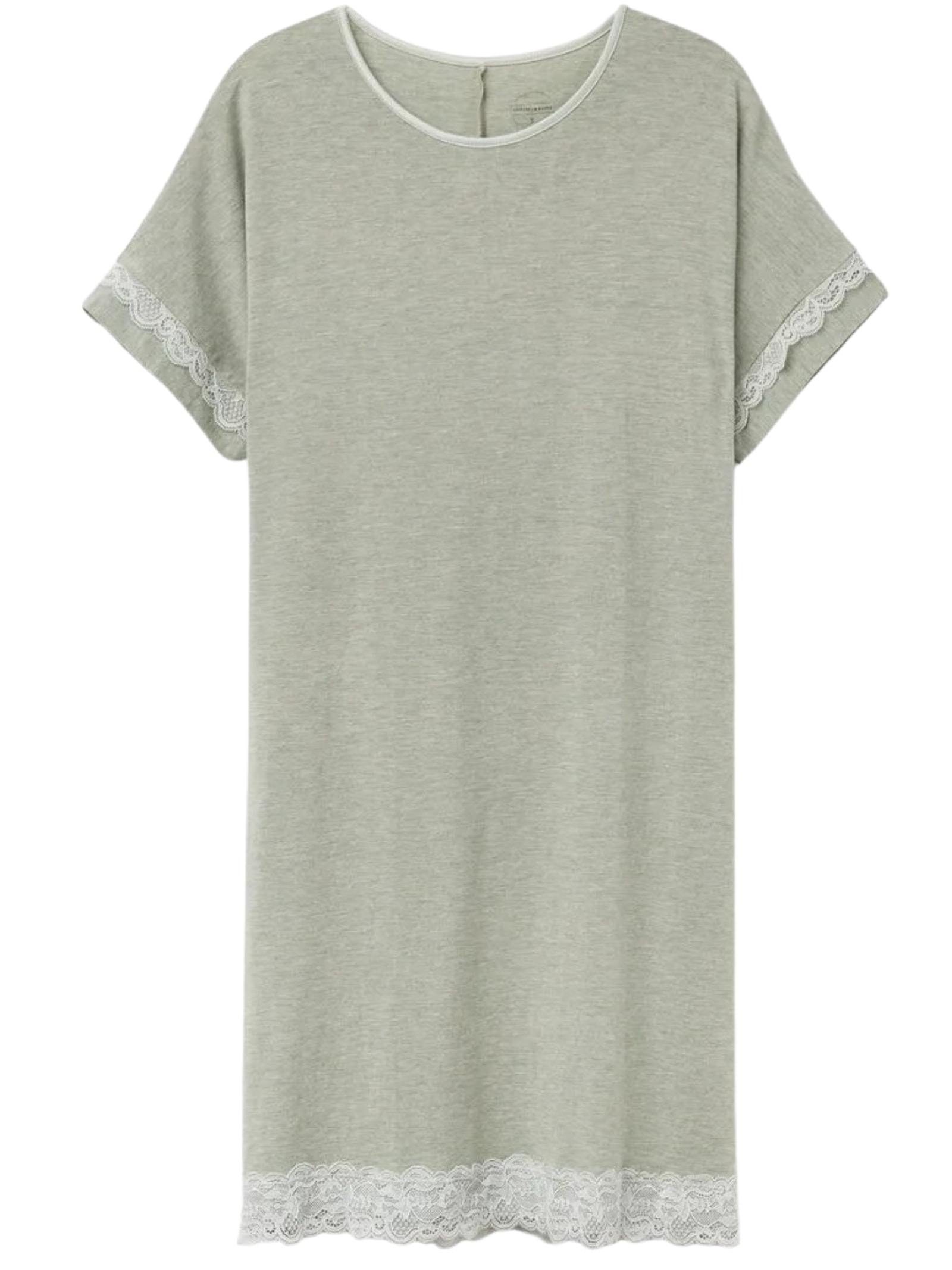 Camisola De Manga Curta Em Modal e Renda Verde Intimissimi