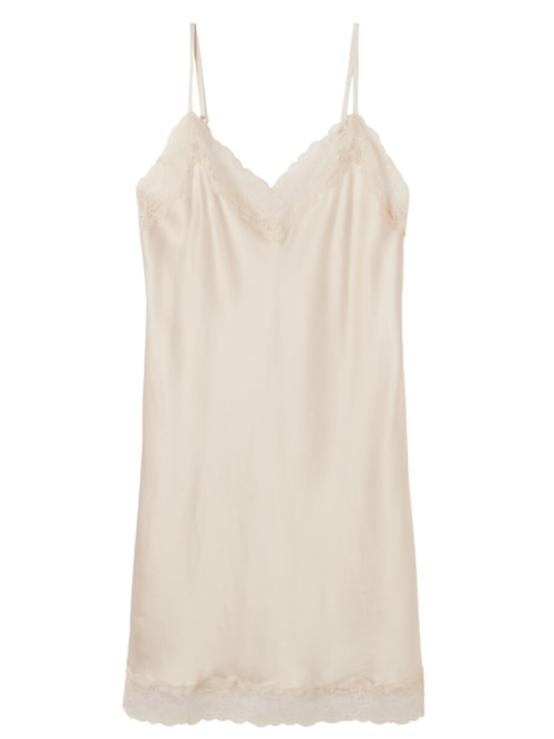 Camisola De Seda Com Aplicações Em Renda – Off-White