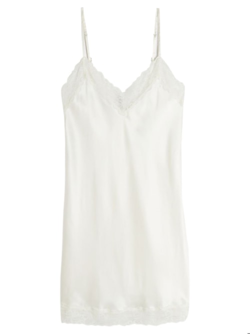 Camisola De Seda e Aplicações De Renda - Marfim