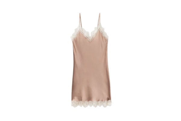 Camisola De Seda e Renda Contrastante - Rosa