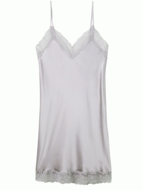 Camisola Em Seda Com Aplicações Em Renda - Cinza