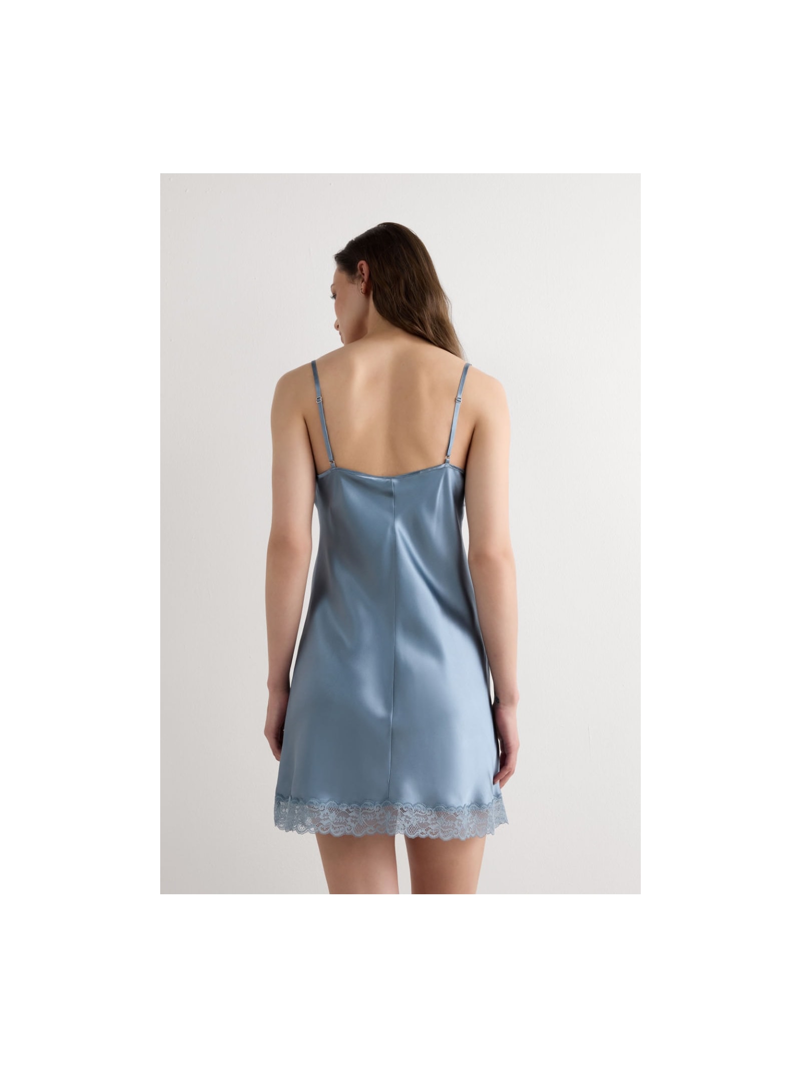 Camisola Em Seda e Renda Azul Intimissimi