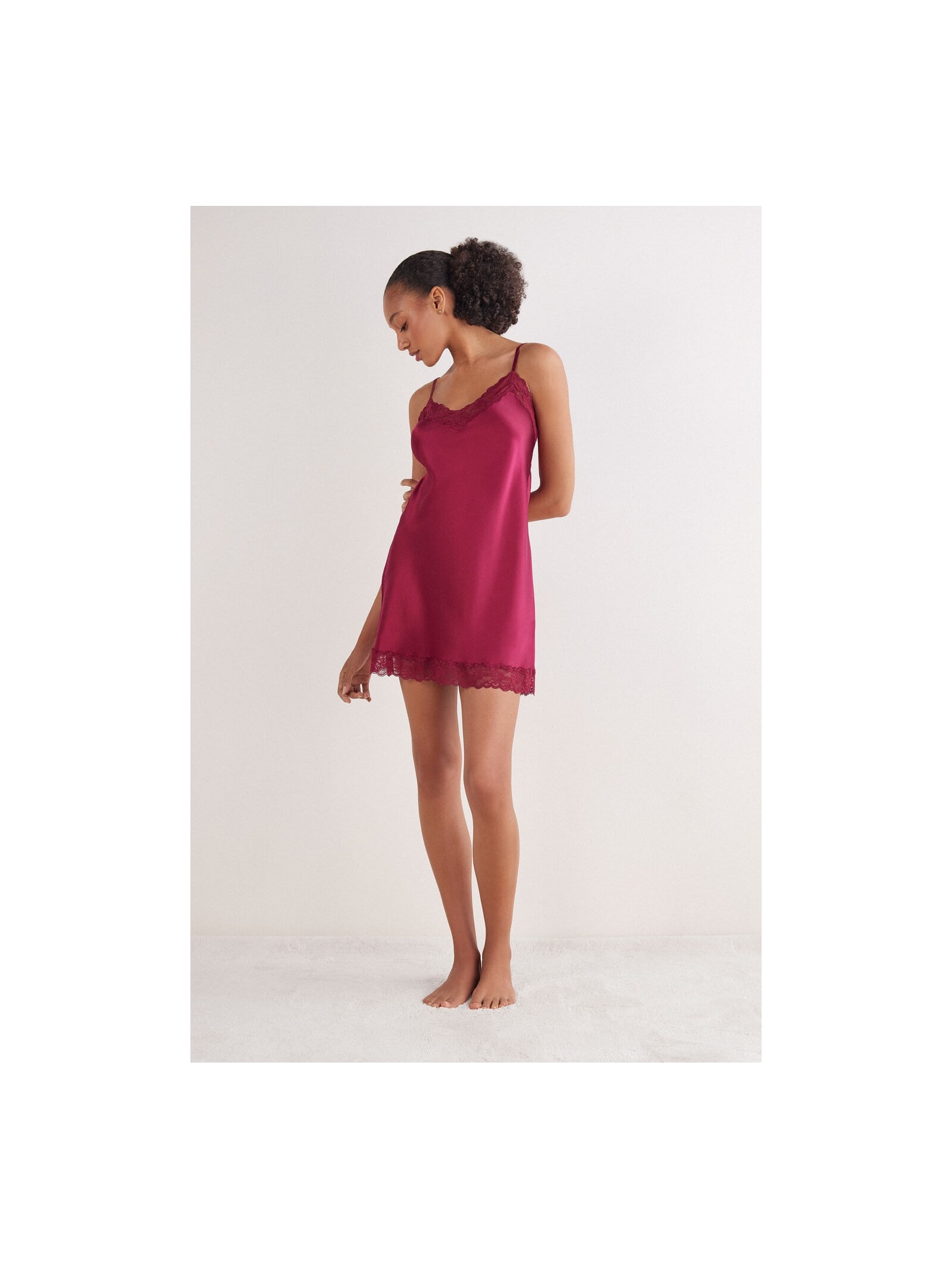 Camisola Em Seda e Renda Bordô Intimissimi