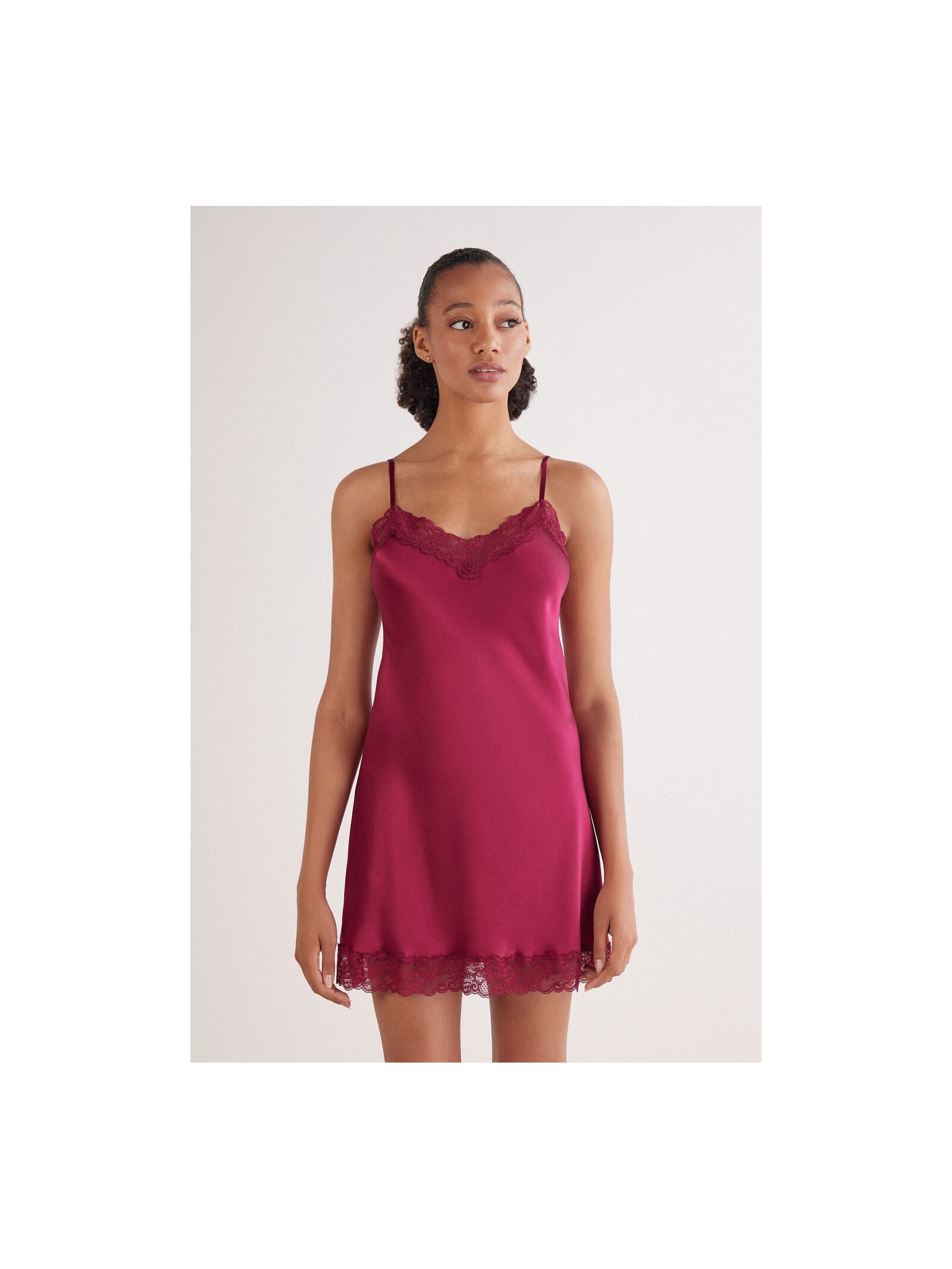 Camisola Em Seda e Renda Bordô Intimissimi