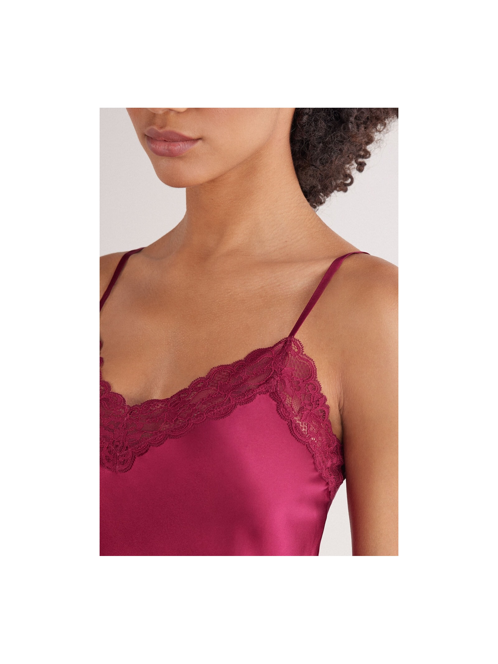 Camisola Em Seda e Renda Bordô Intimissimi