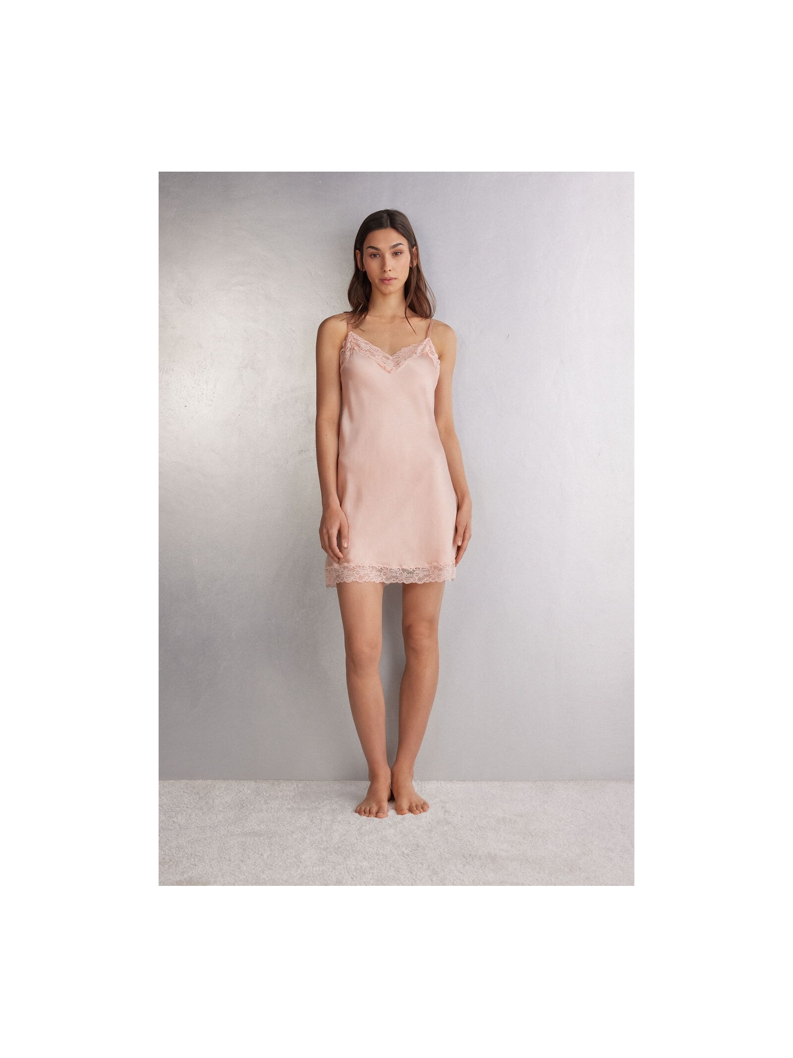 Camisola Em Seda e Renda Rosa Intimissimi