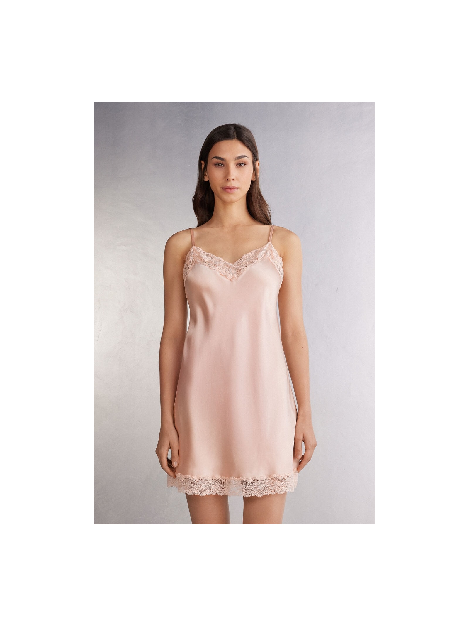 Camisola Em Seda e Renda Rosa Intimissimi