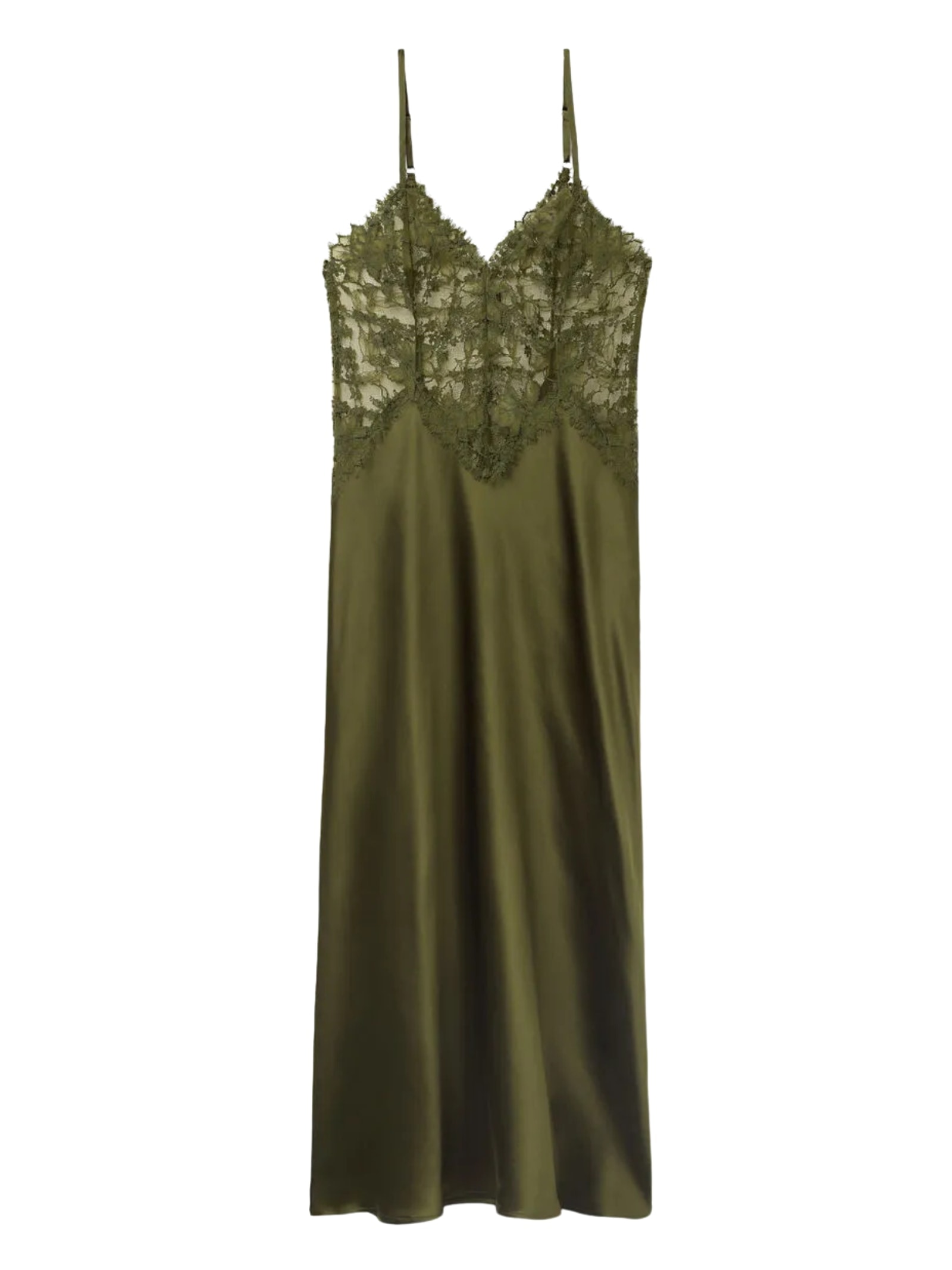 Camisola Longa Em Seda e Renda Imaginary Journey Verde Intimissimi