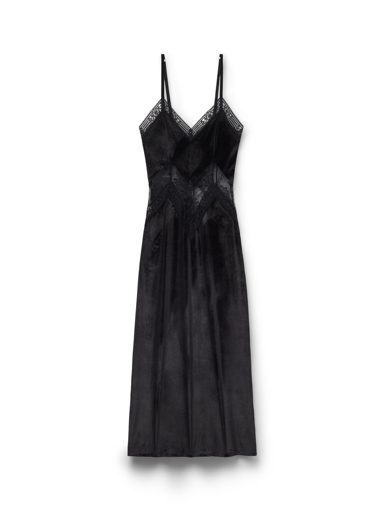 Camisola Longa Em Veludo e Renda La Femme Fatale Preto Intimissimi