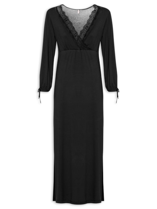 Camisola Longa Modal Auraloom - Preto