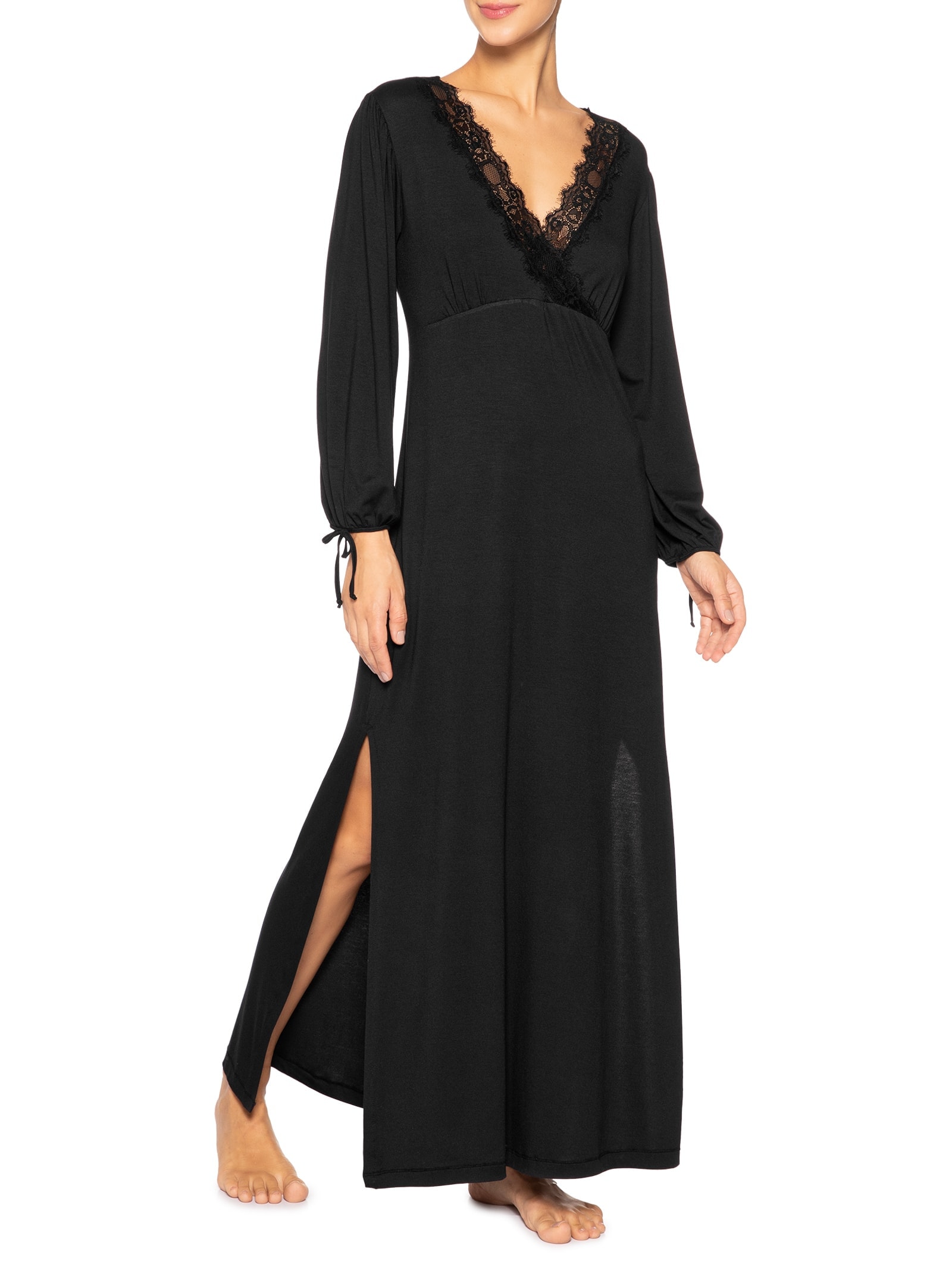 Camisola Longa Modal Auraloom Preto Jogê