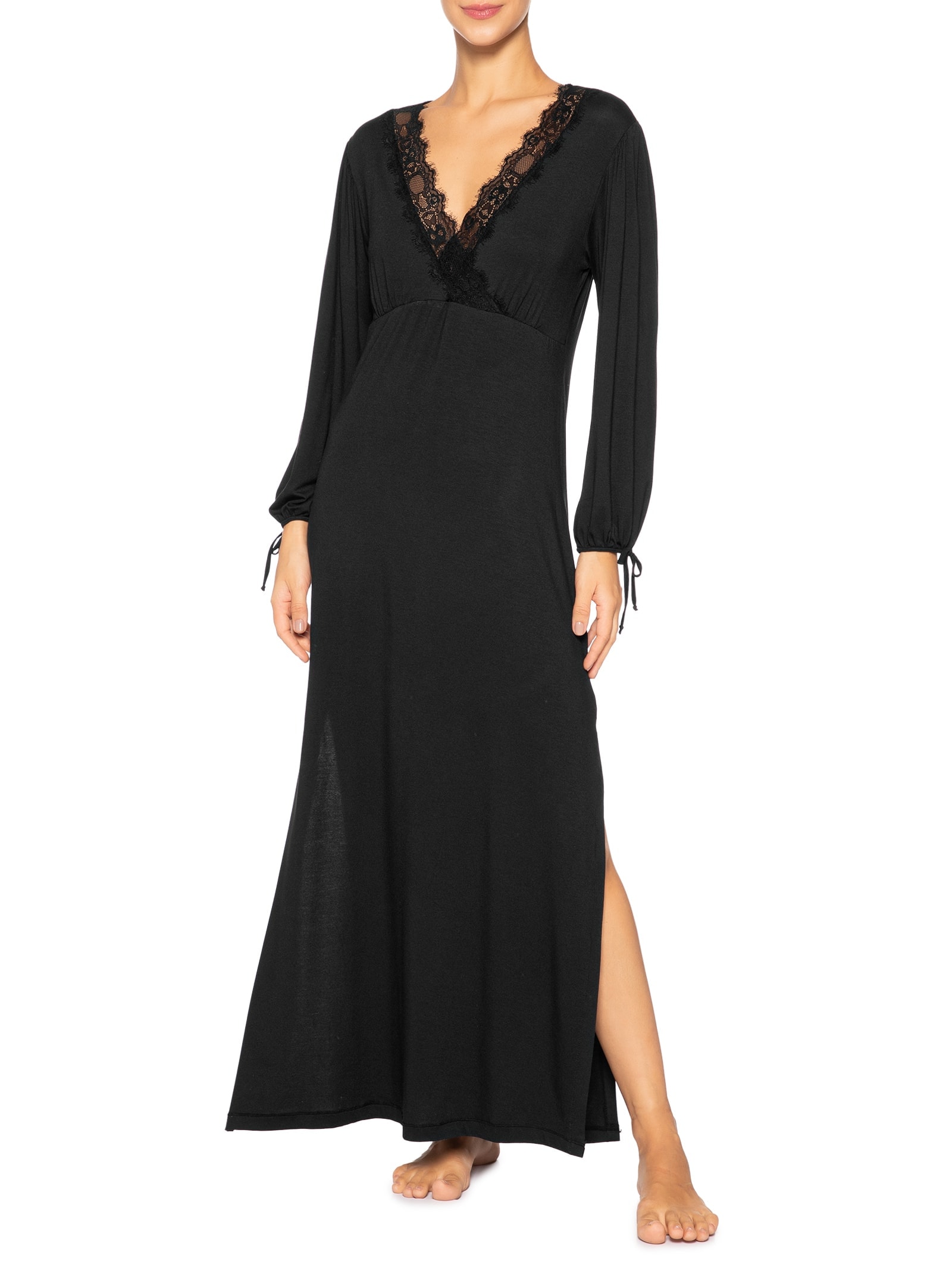 Camisola Longa Modal Auraloom Preto Jogê