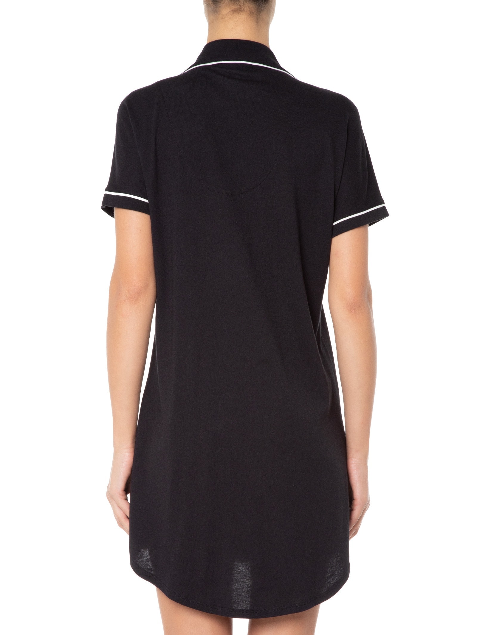 Camisola Manga Curta De Algodão Pima Com Botão Preto '2Essential