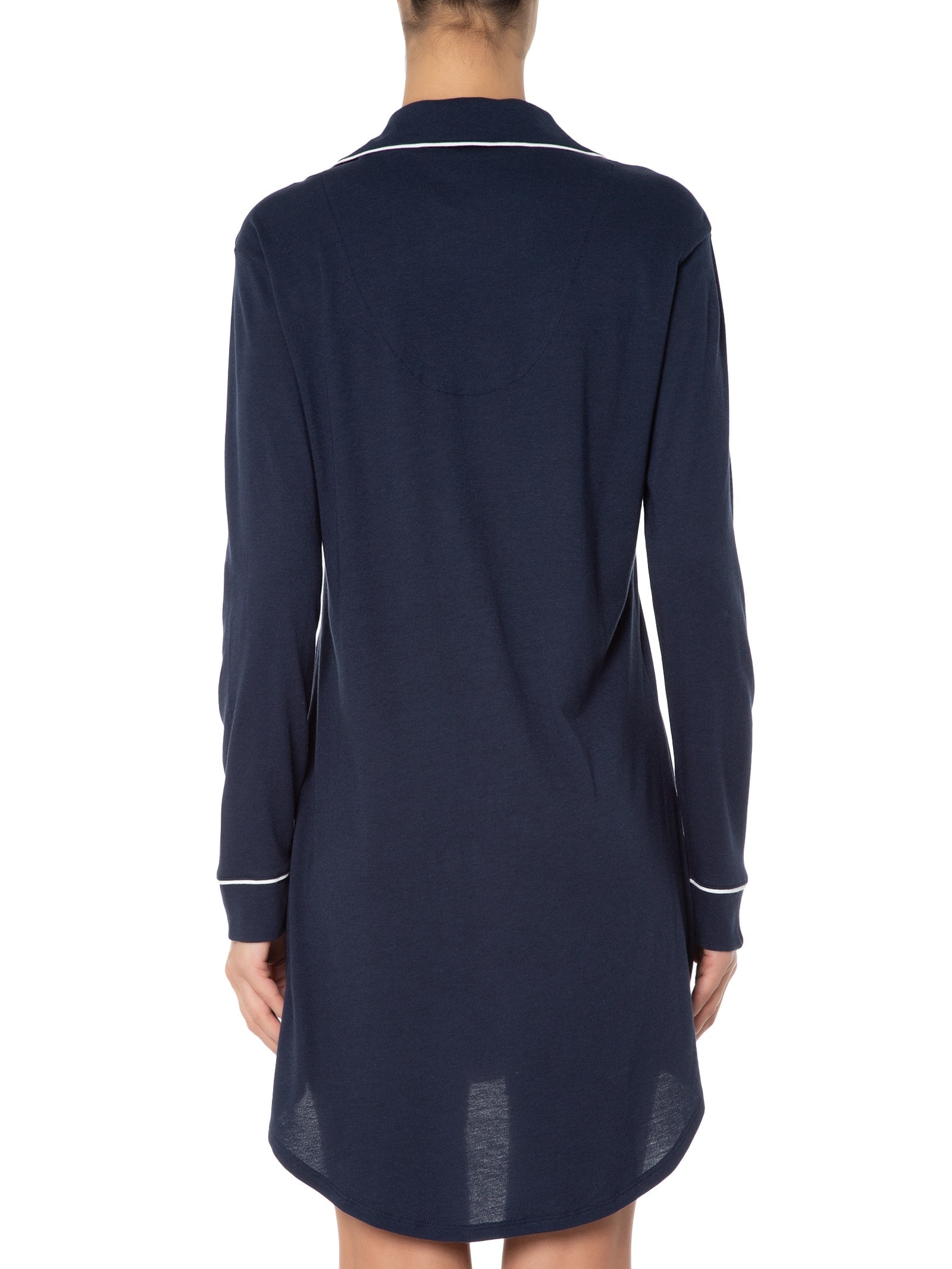 Camisola Manga Longa De Algodão Pima Com Botão Azul '2Essential