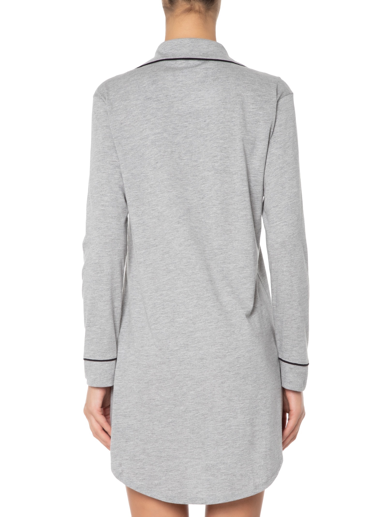 Camisola Manga Longa De Algodão Pima Com Botão Cinza '2Essential