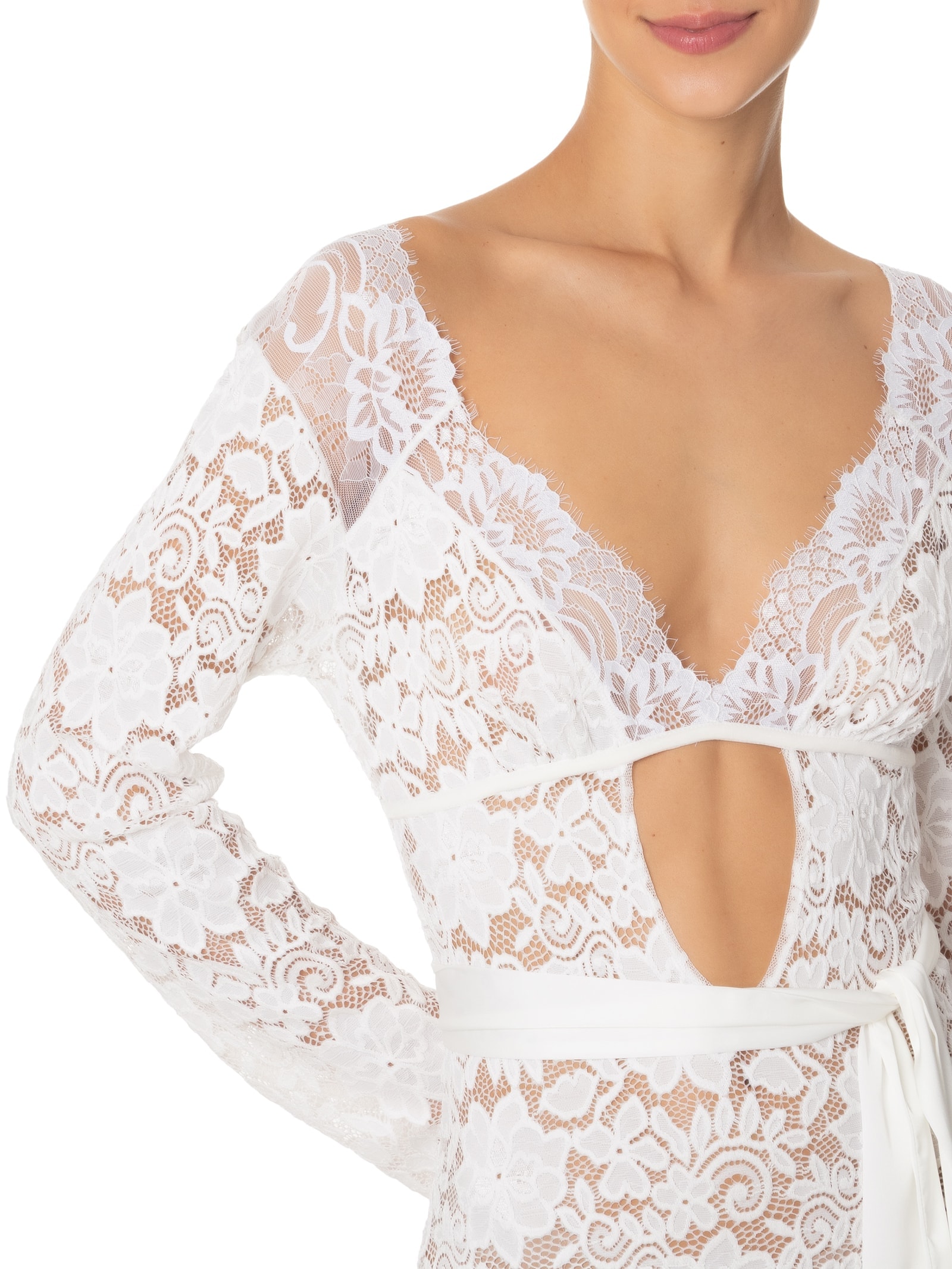 Camisola Manga Longa Renda Marriage Branco Jogê