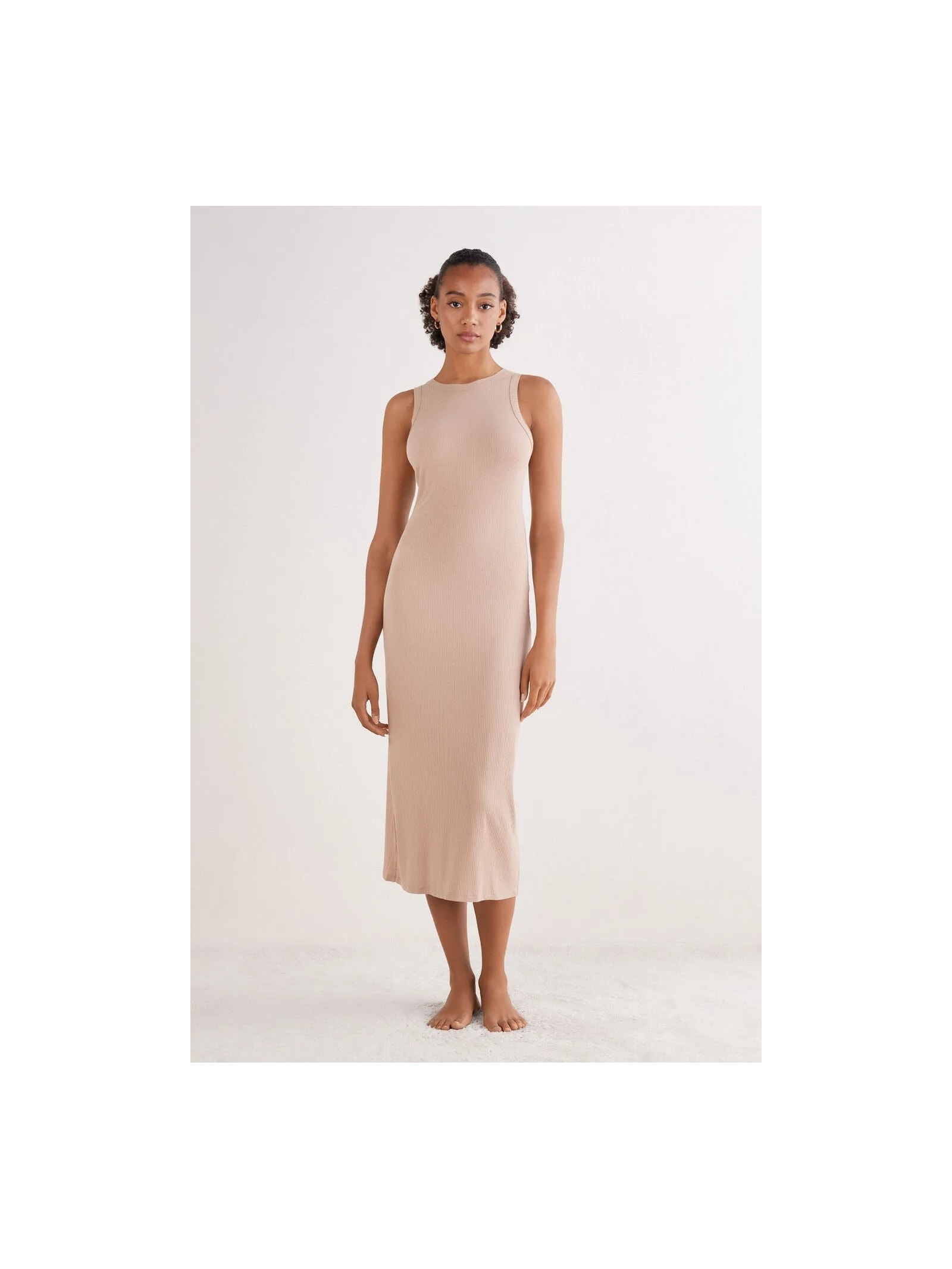 Camisola Midi Em Viscose Canelada Your Everyday Wear Bege Intimissimi