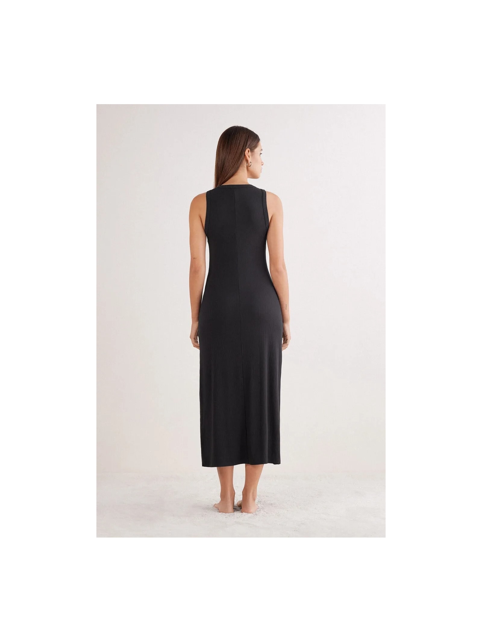 Camisola Midi Em Viscose Canelada Your Everyday Wear Preto Intimissimi