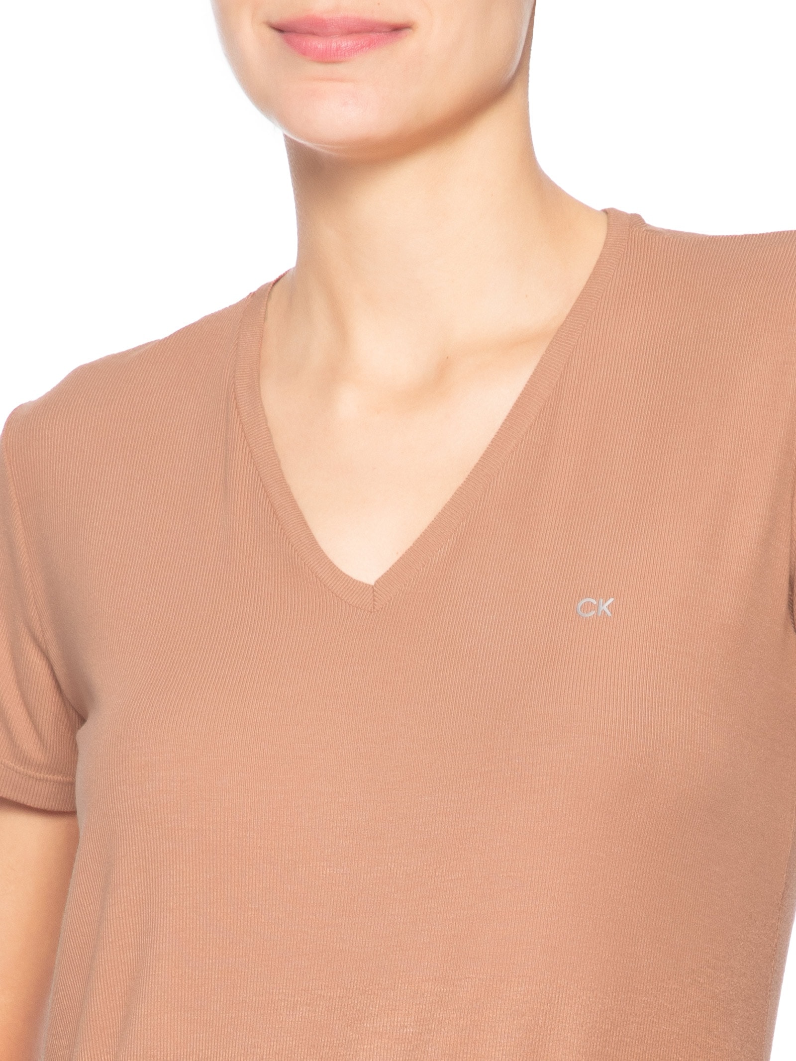 Camisola Midi Visco Canelada Marrom Calvin Klein Underwear