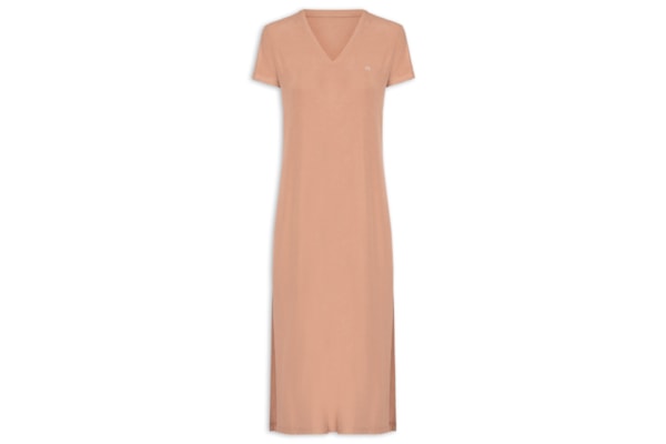 Camisola Midi Visco Canelada - Marrom
