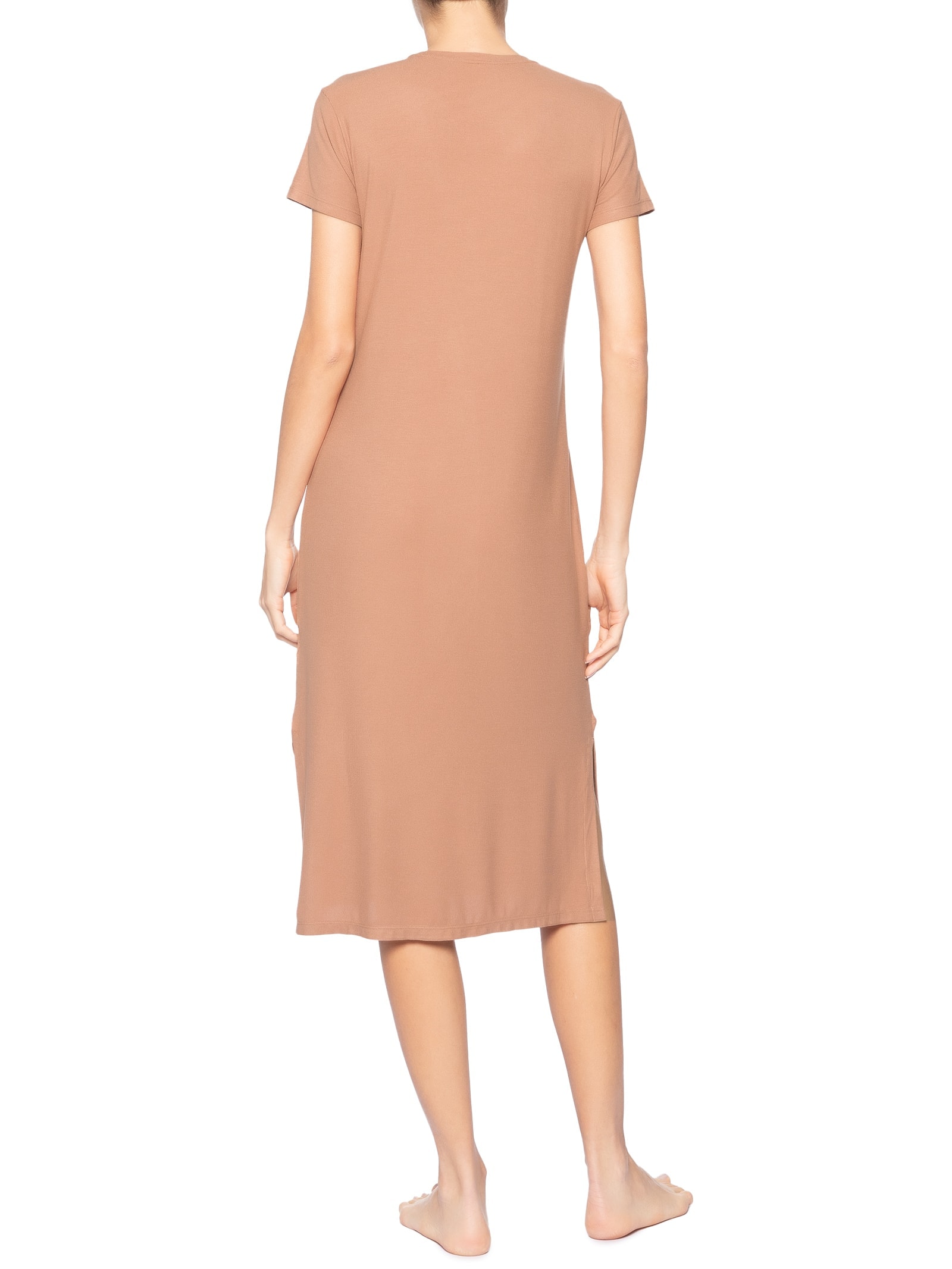 Camisola Midi Visco Canelada Marrom Calvin Klein Underwear