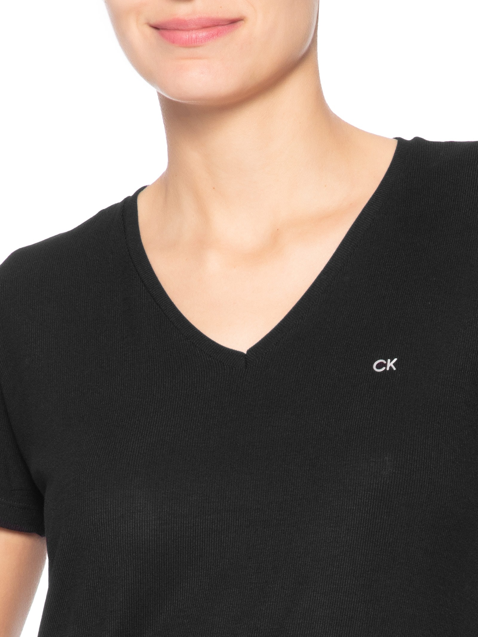 Camisola Midi Visco Canelada Preto Calvin Klein Underwear