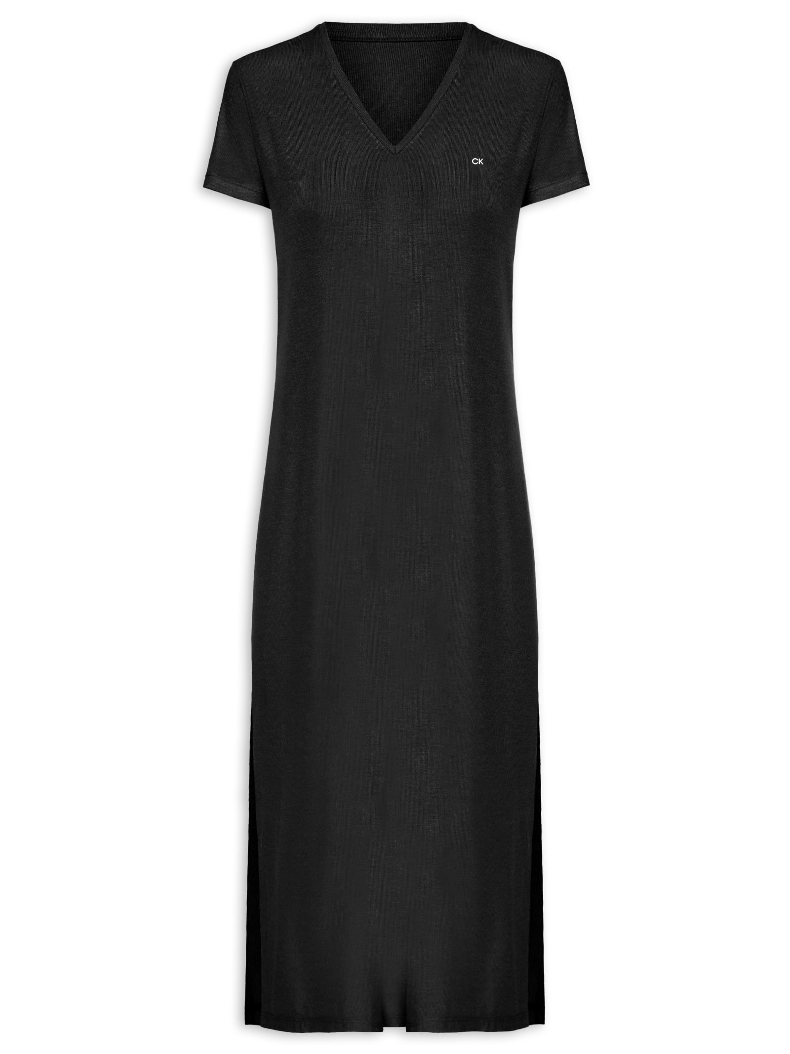 Camisola Midi Visco Canelada Preto Calvin Klein Underwear