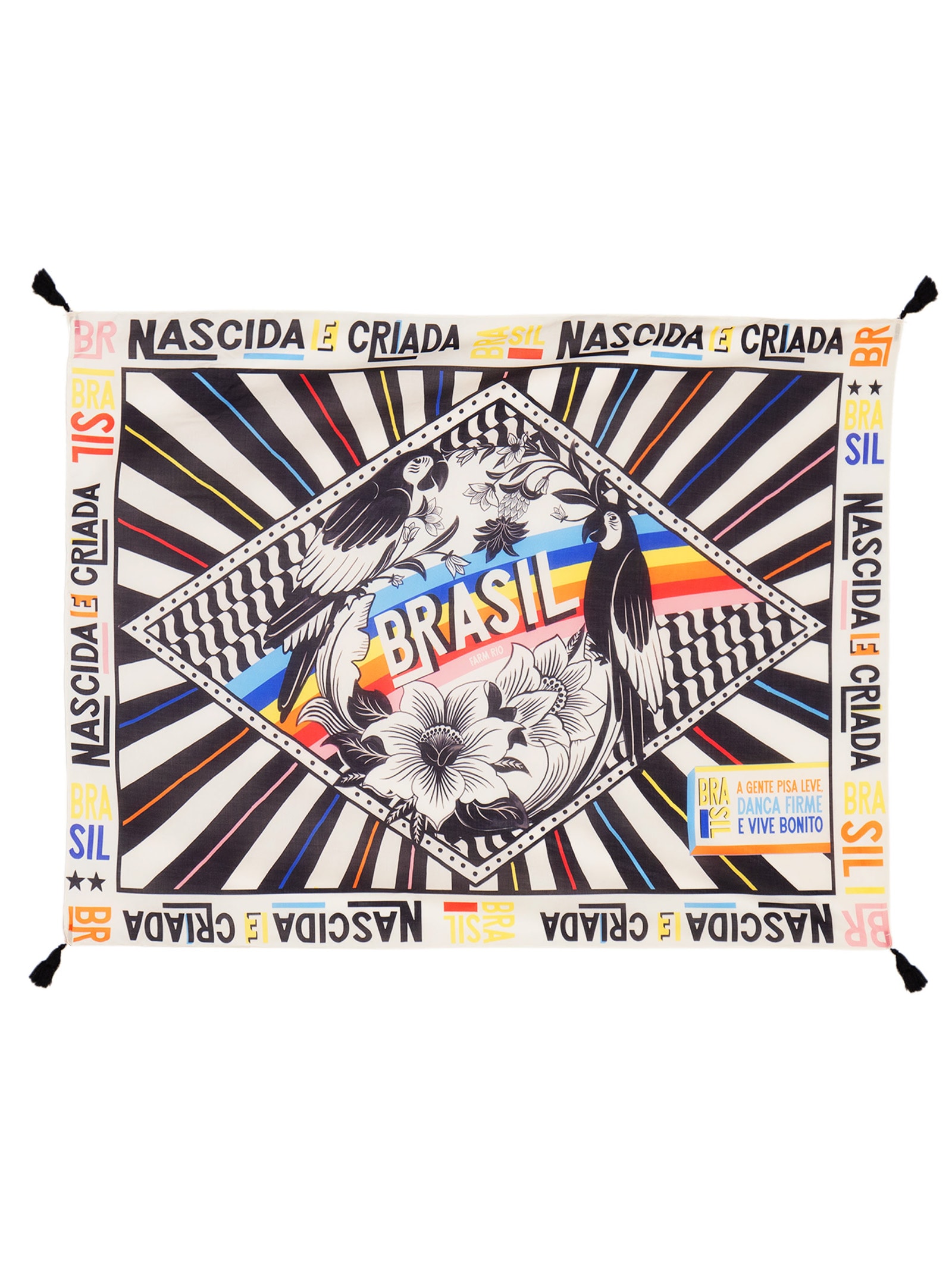 Canga Feminina Bandeira Gráfico Rainbow PB Branco Farm Etc