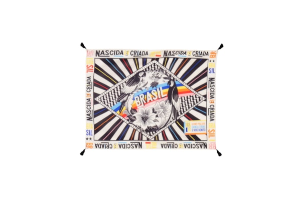 Canga Feminina Bandeira Gráfico Rainbow PB - Branco
