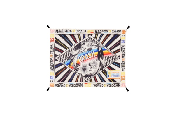 Canga Feminina Bandeira Gráfico Rainbow PB - Branco